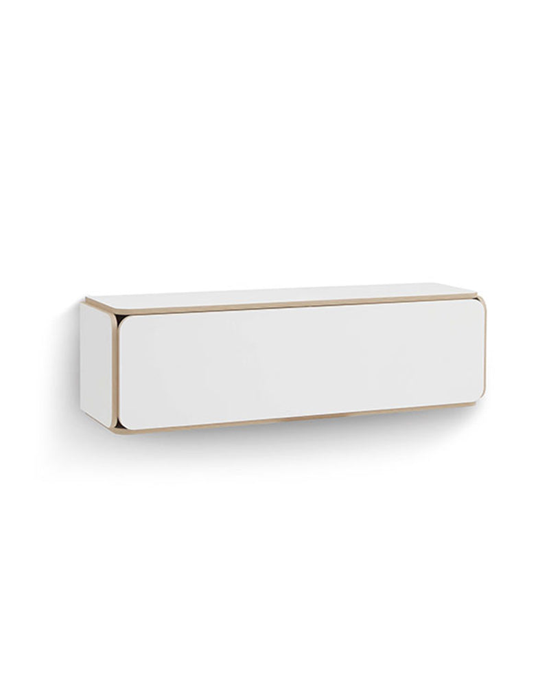 NAT - White wall cabinet - Edge in oak pattern - Large